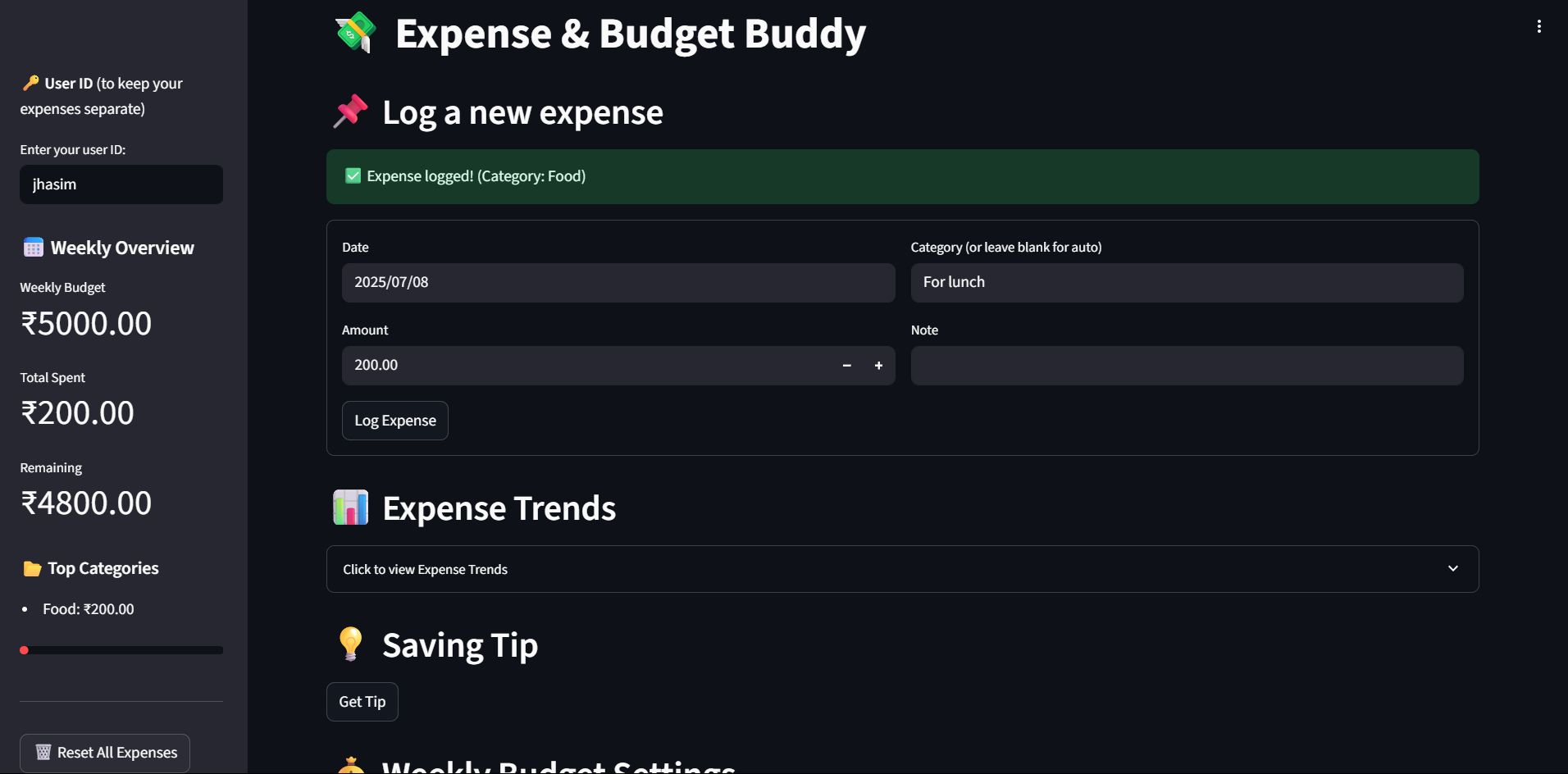 Expense Buddy app